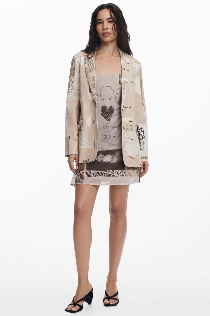 Newspaper Collage Print Blazer