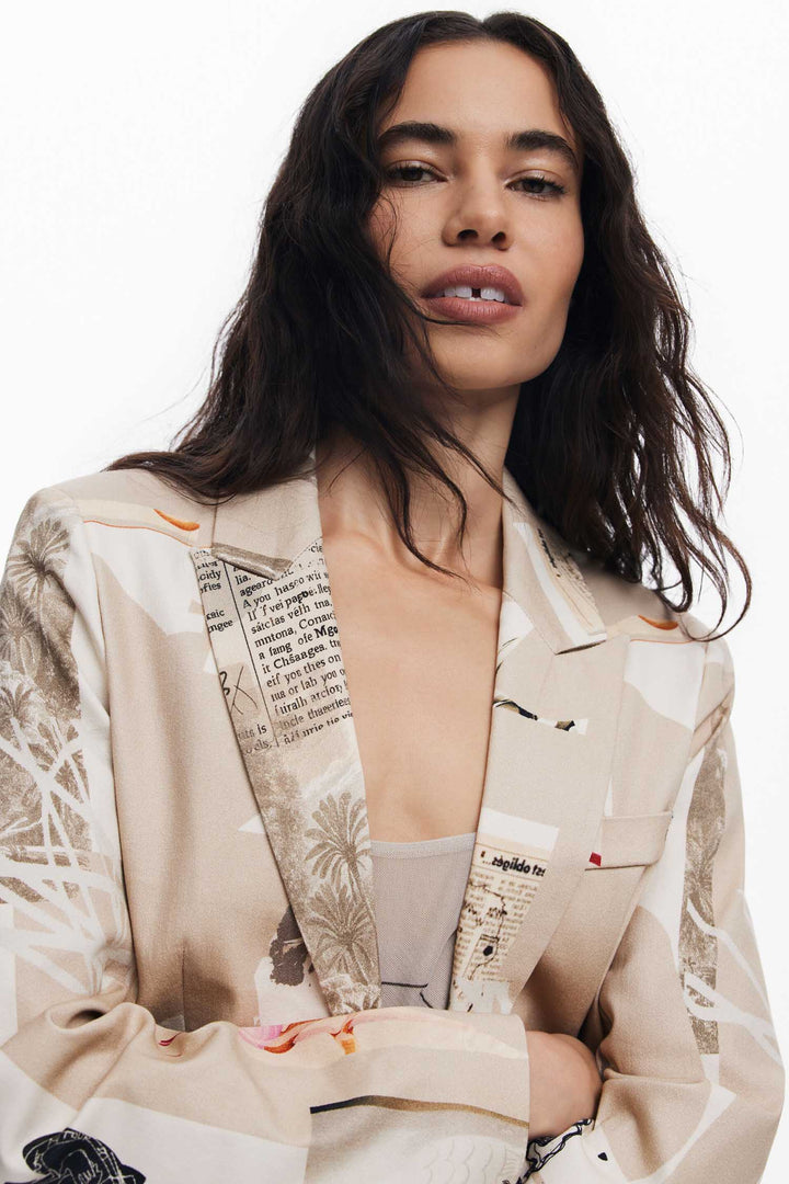 Newspaper Collage Print Blazer