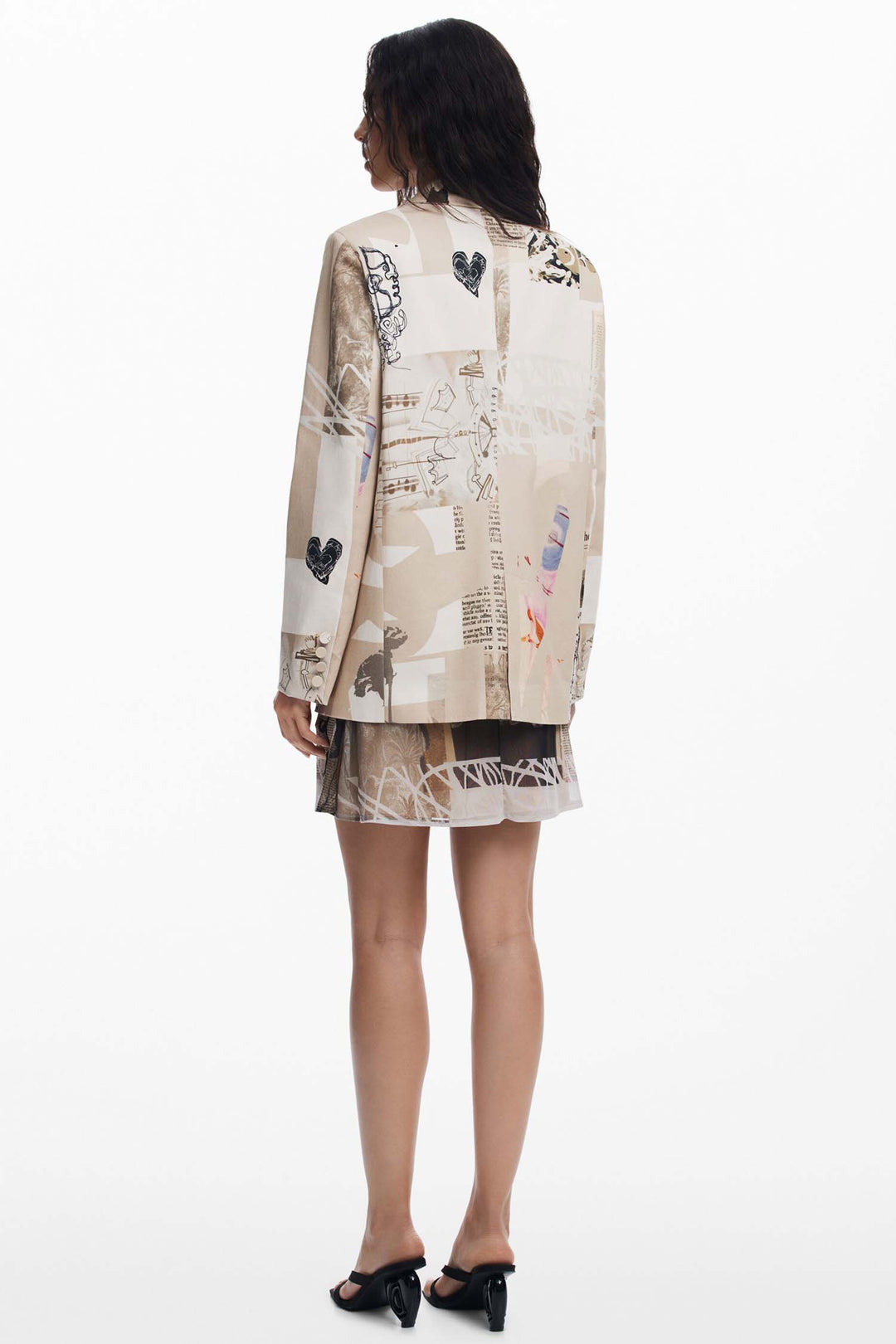 Newspaper Collage Print Blazer