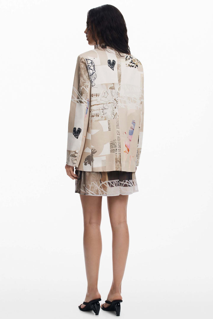 Newspaper Collage Print Blazer