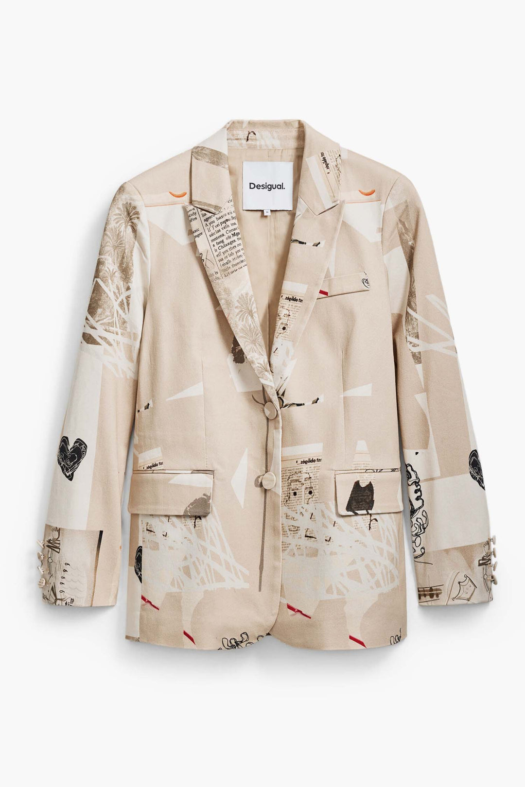 Newspaper Collage Print Blazer