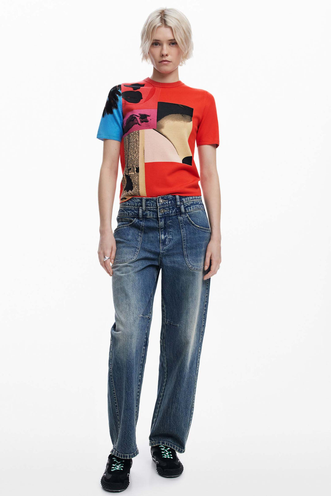 Newspaper Collage Print SS T-Shirt