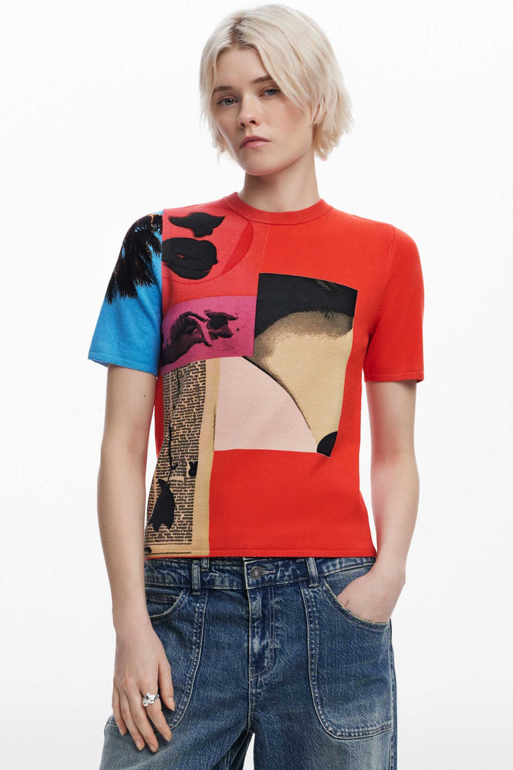 Newspaper Collage Print SS T-Shirt