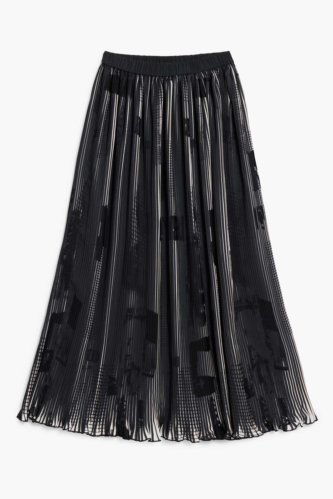 Newspaper Texture Midi Skirt in Black
