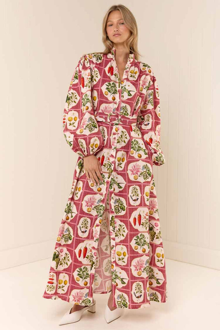 Noddy Dress in Pink Citrus Tile