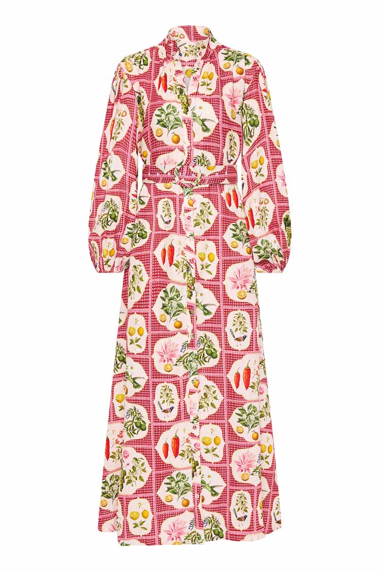 Noddy Dress in Pink Citrus Tile