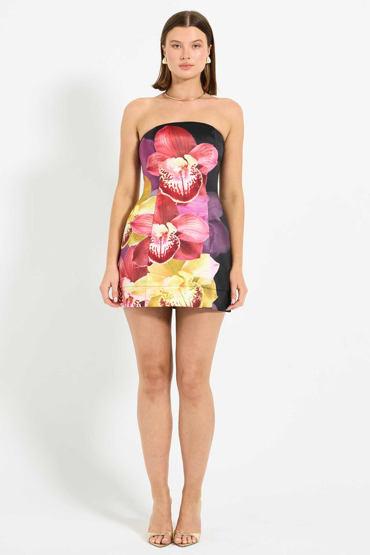 Nova Strapless Mini Dress in Black Orchid