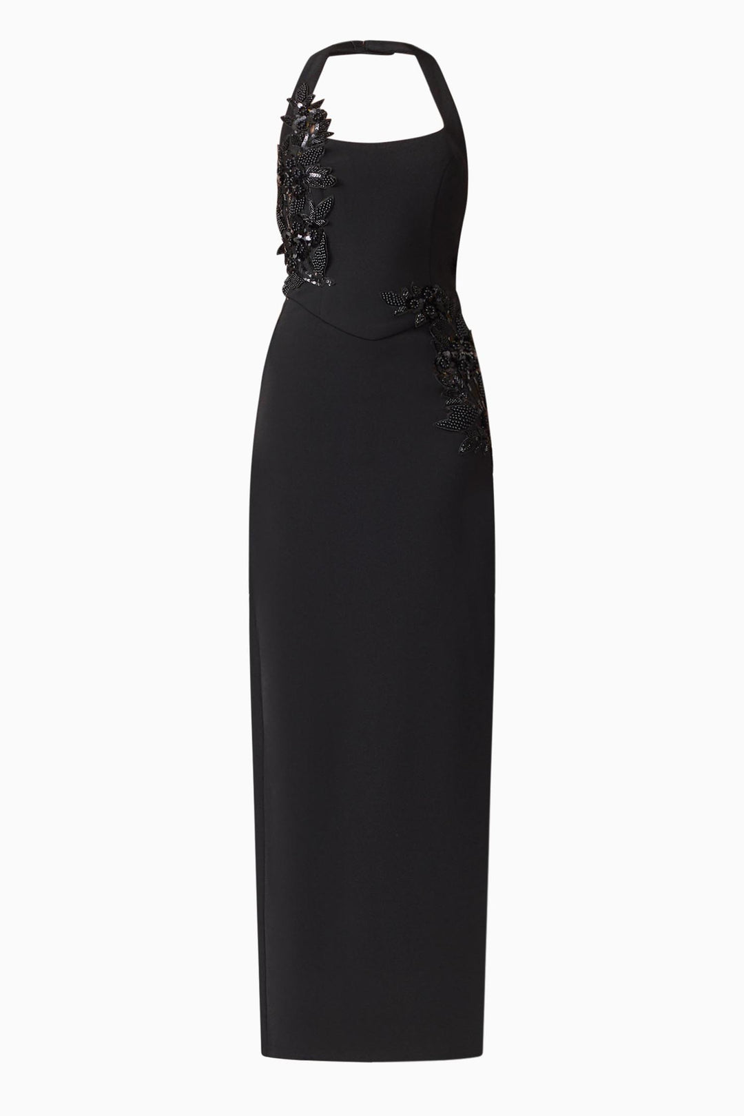 Odelia Beaded Halter Neck Gown in Black