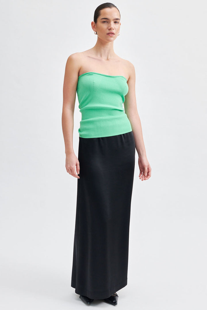 Odile Sateen Maxi Skirt in Black