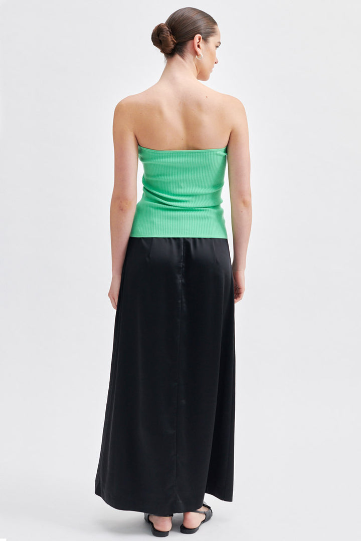 Odile Sateen Maxi Skirt in Black