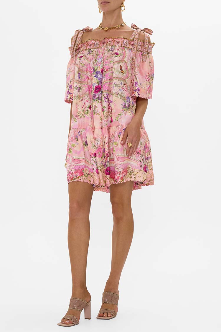 Off Shoulder Frill Dress With Straps in Totally Ozmopolitan