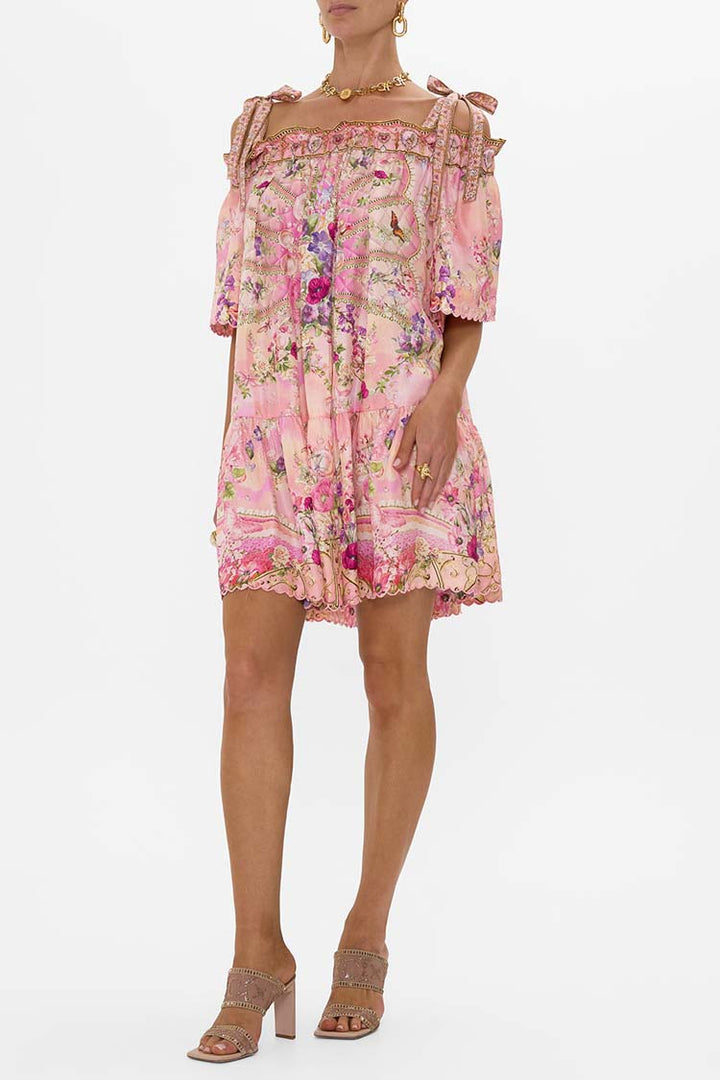 Off Shoulder Frill Dress With Straps in Totally Ozmopolitan