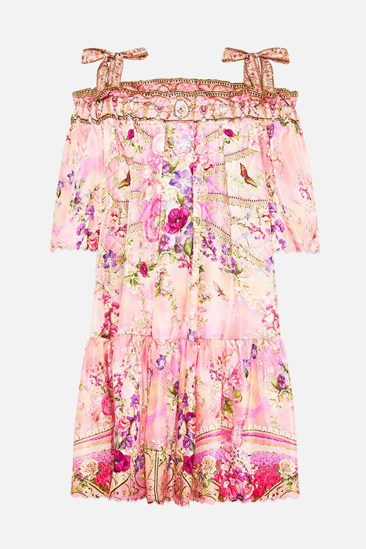 Off Shoulder Frill Dress With Straps in Totally Ozmopolitan