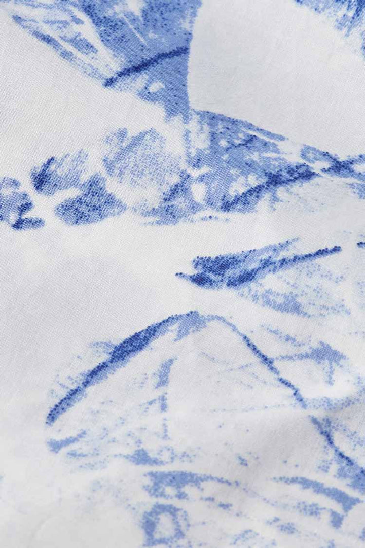 Off Shoulder Top w Ruffles in Shell Batik Blue