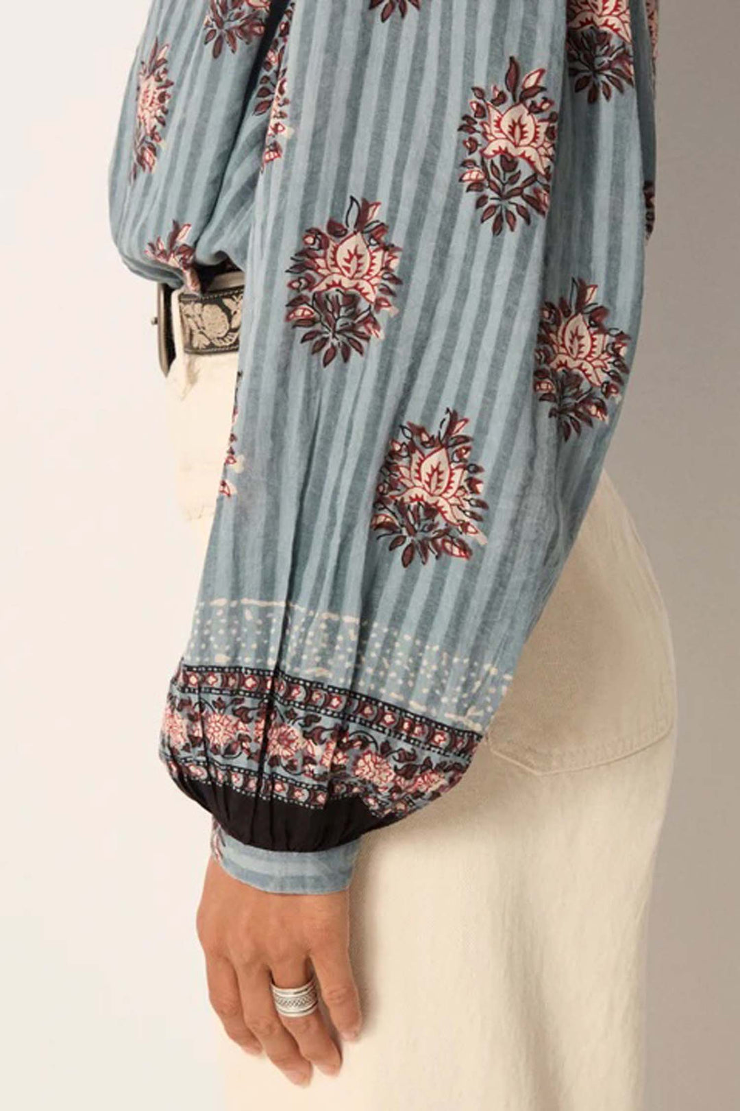 Omara Water Lillies Blouse in Cerulean Mist