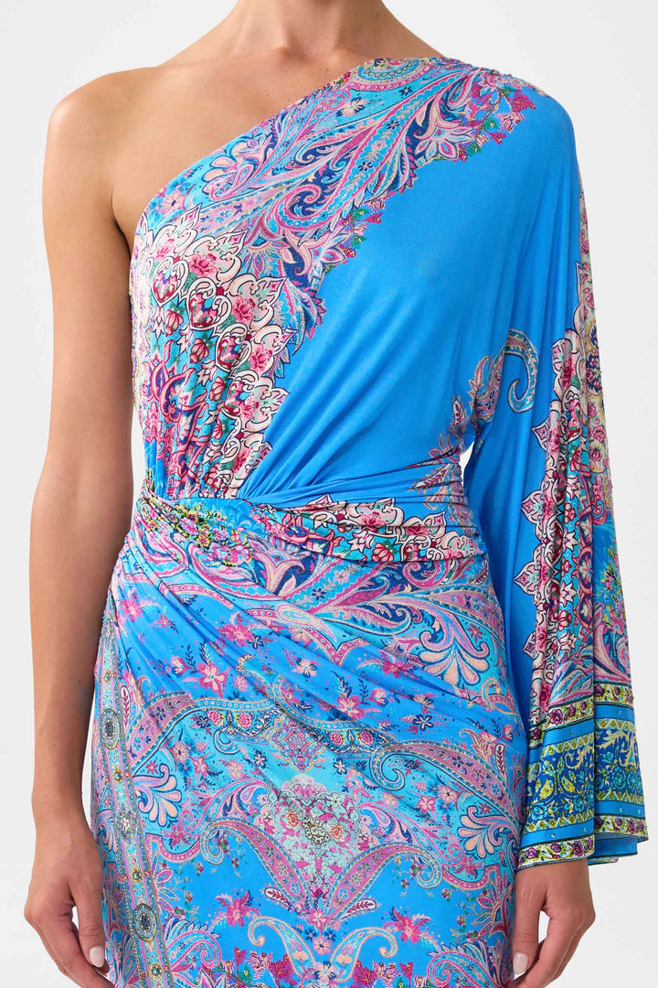 One Shoulder Jersey Dress in Footsteps in Folklore