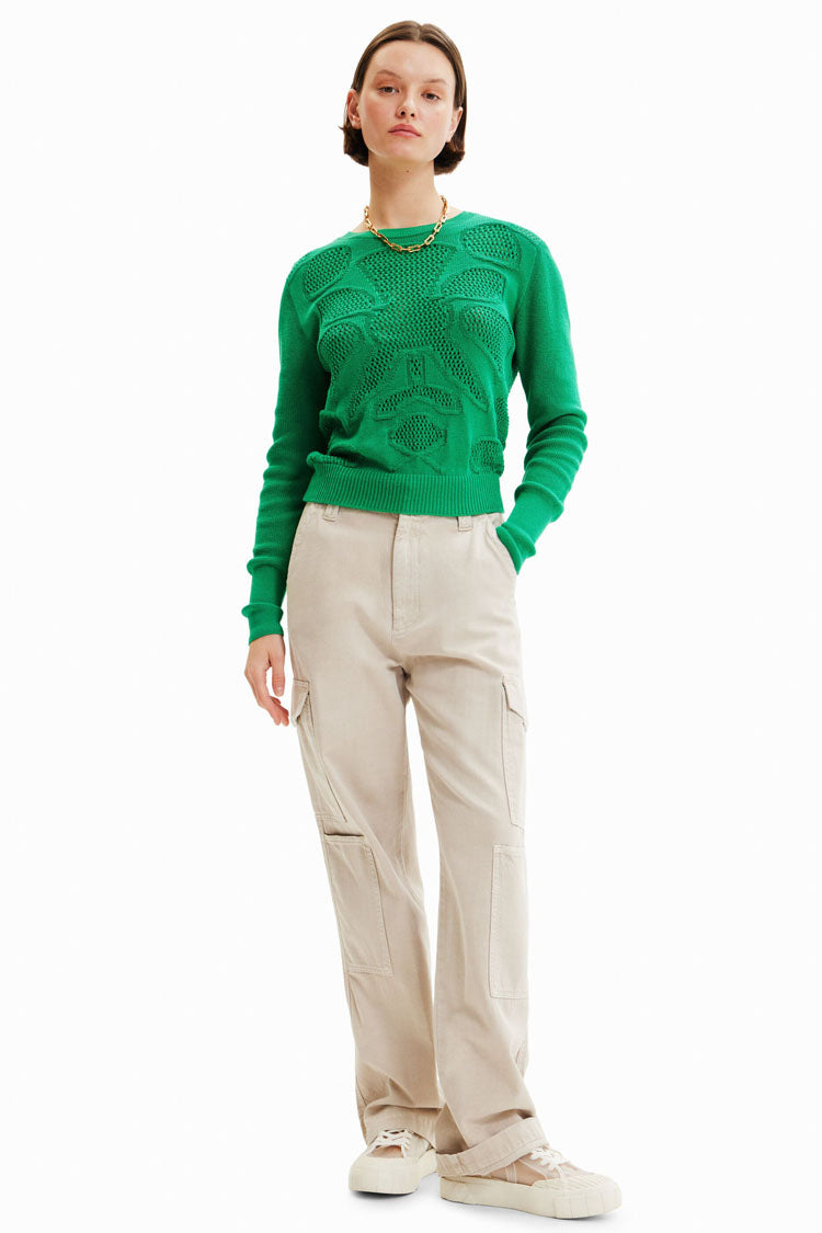 Openwork Flower Pullover