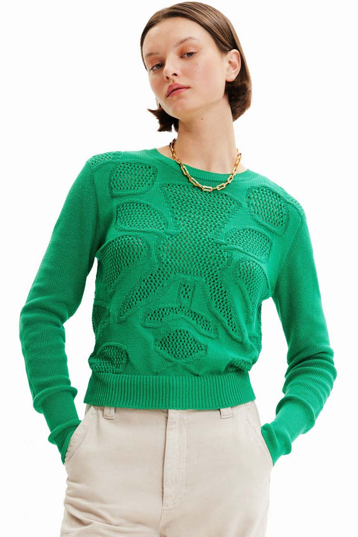 Openwork Flower Pullover