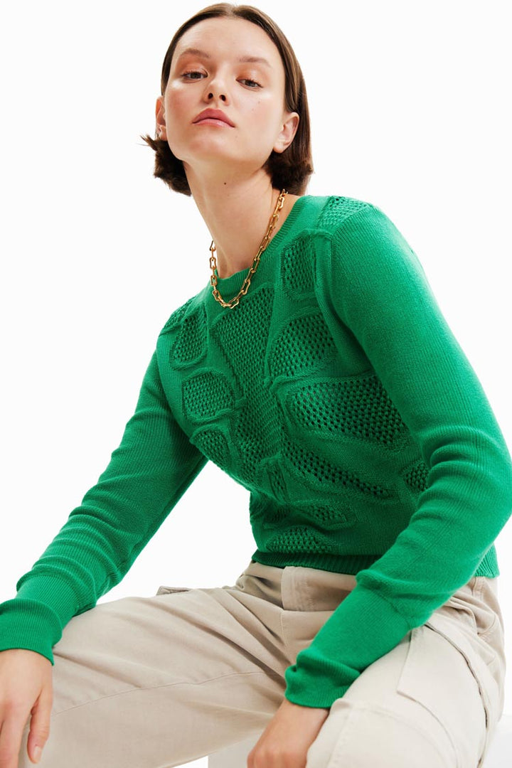 Openwork Flower Pullover