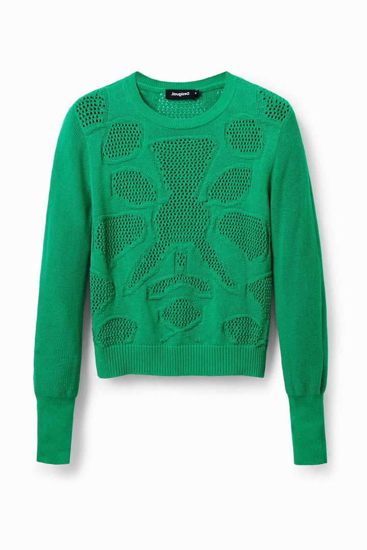 Openwork Flower Pullover