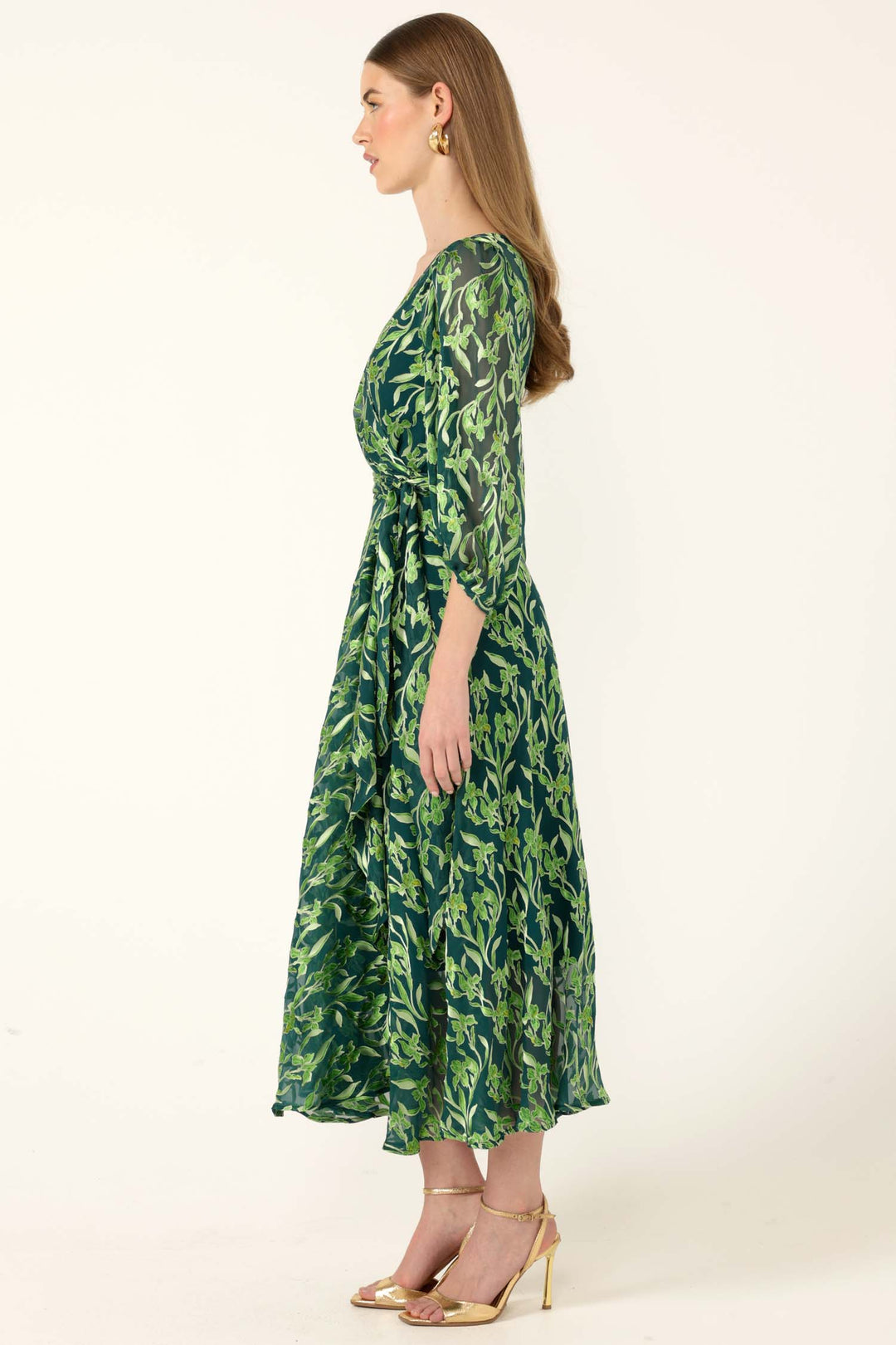 Orchid Wrap Dress in Emerald