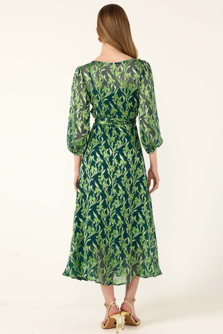 Orchid Wrap Dress in Emerald