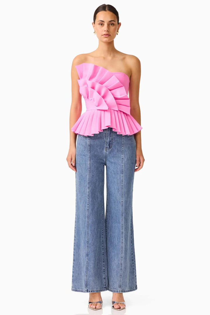 Orelia Pleated Top in Candy Pink
