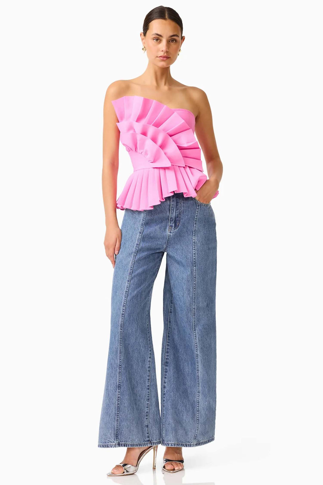 Orelia Pleated Top in Candy Pink