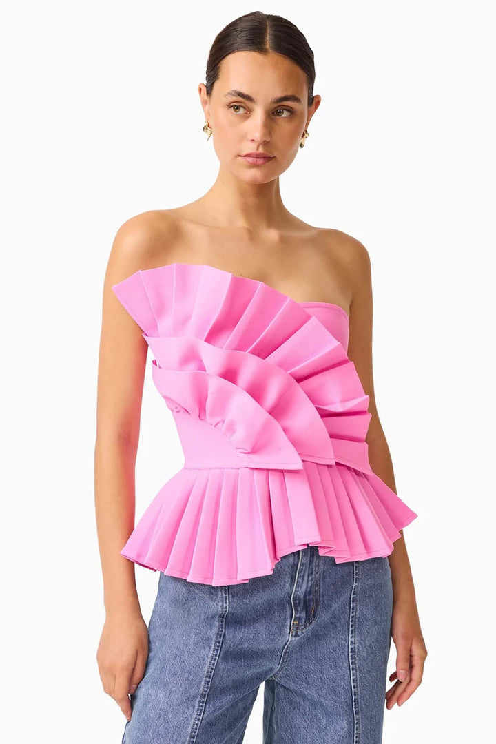 Orelia Pleated Top in Candy Pink