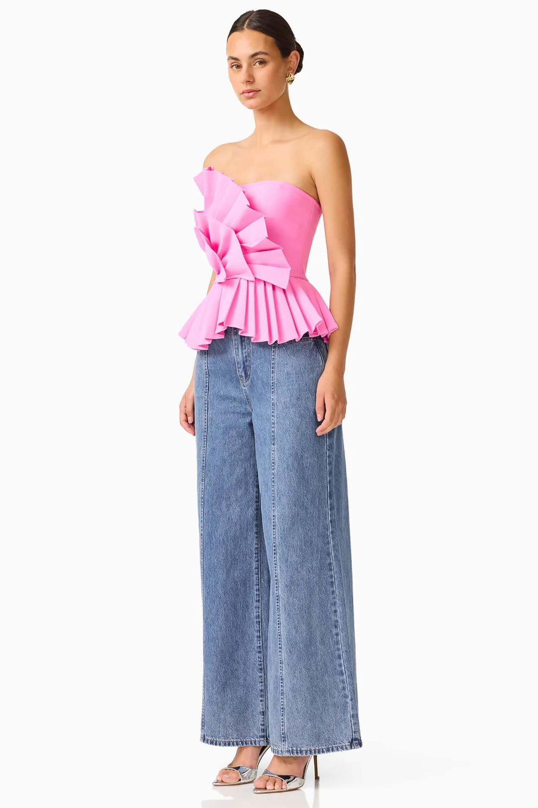 Orelia Pleated Top in Candy Pink