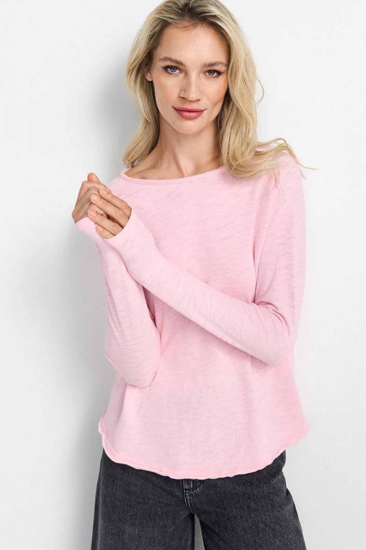 Organic Rib LS T-Shirt in Strawberry