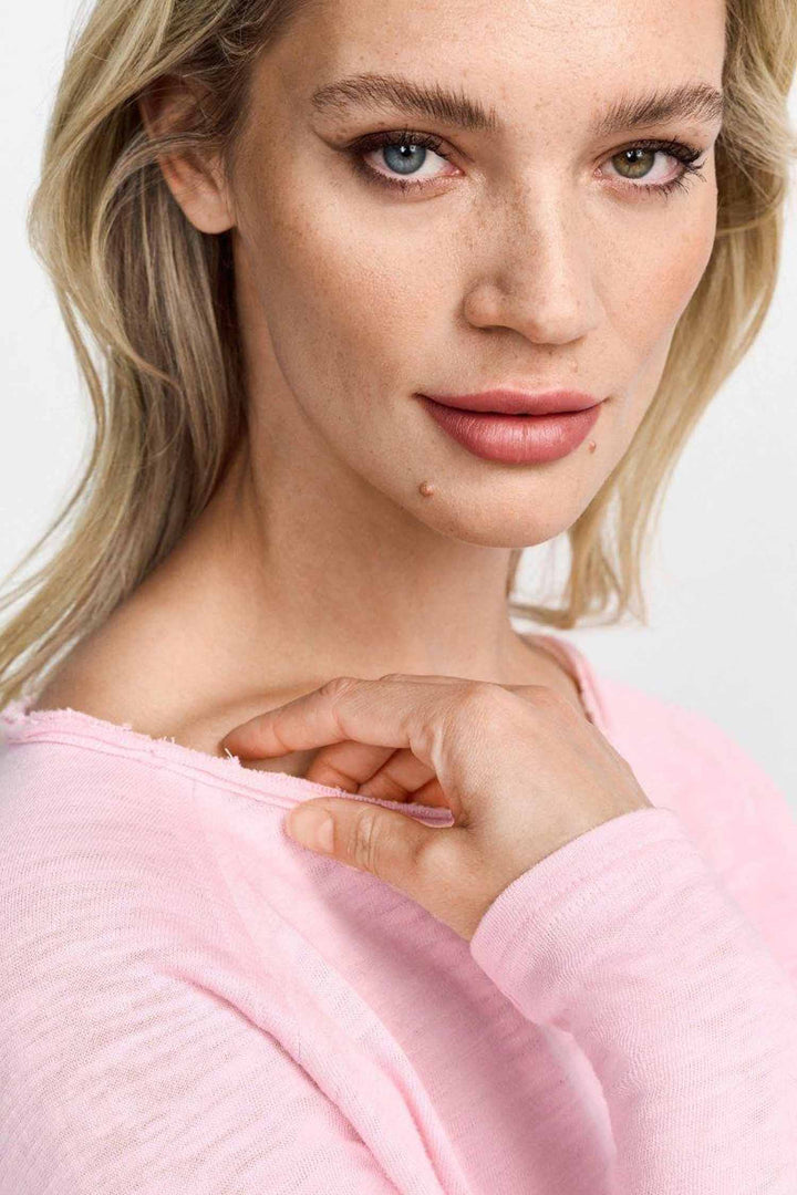 Organic Rib LS T-Shirt in Strawberry