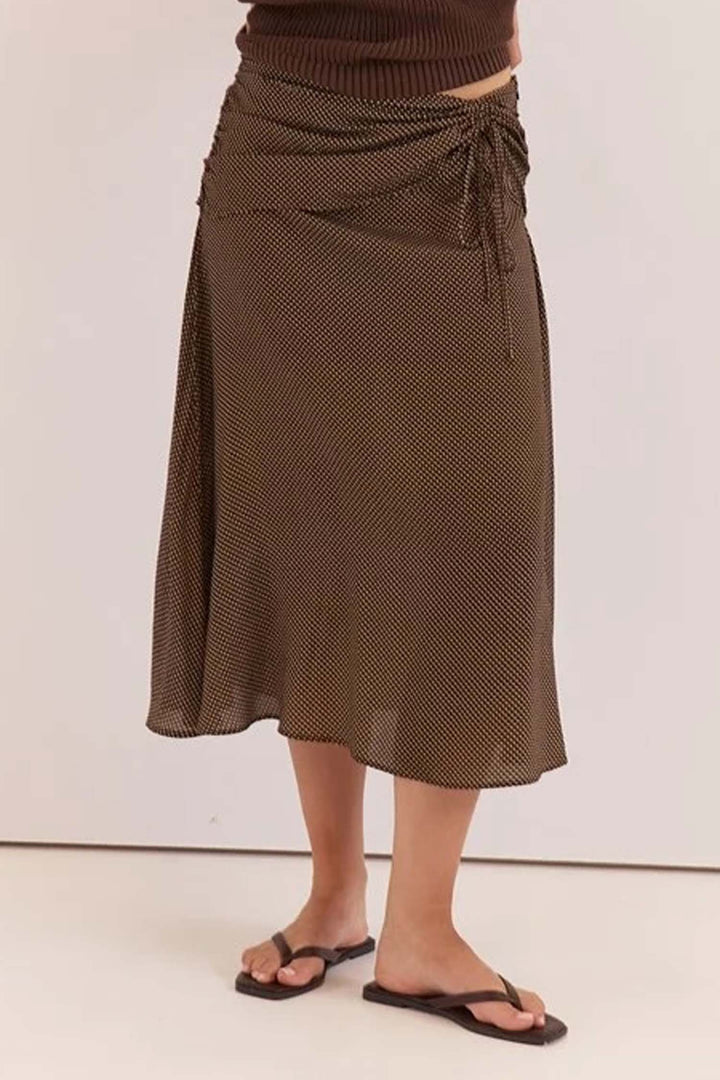 Oriana Ruched Waist Skirt in Micro Dot
