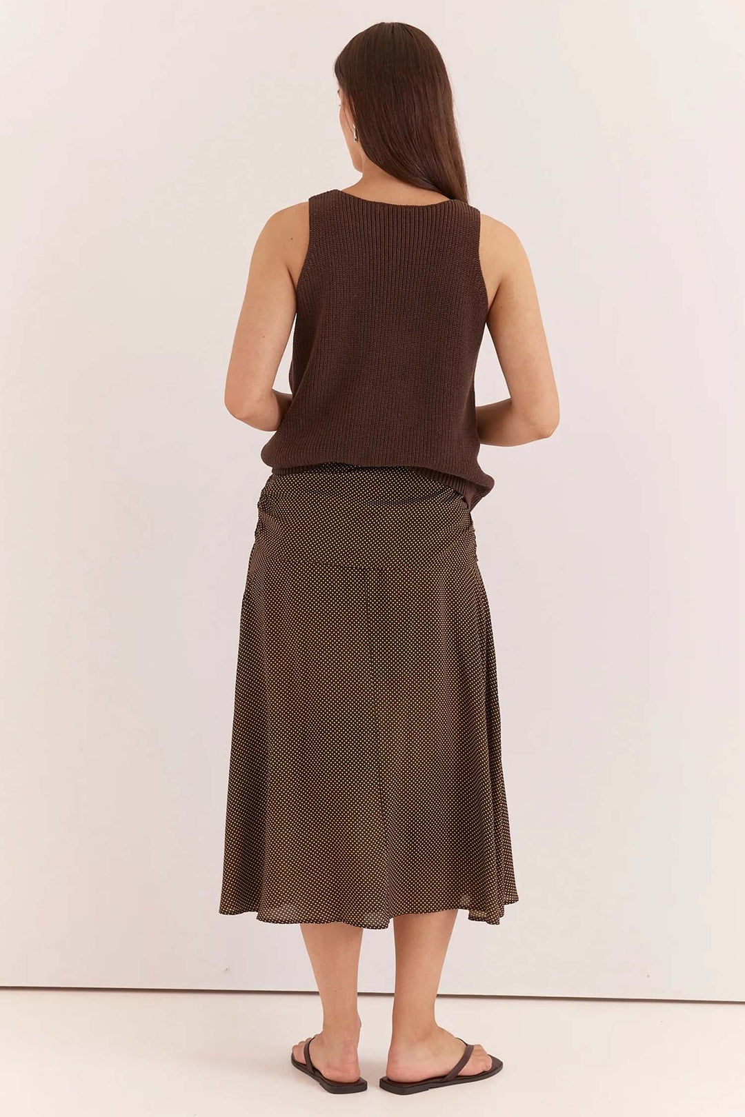 Oriana Ruched Waist Skirt in Micro Dot
