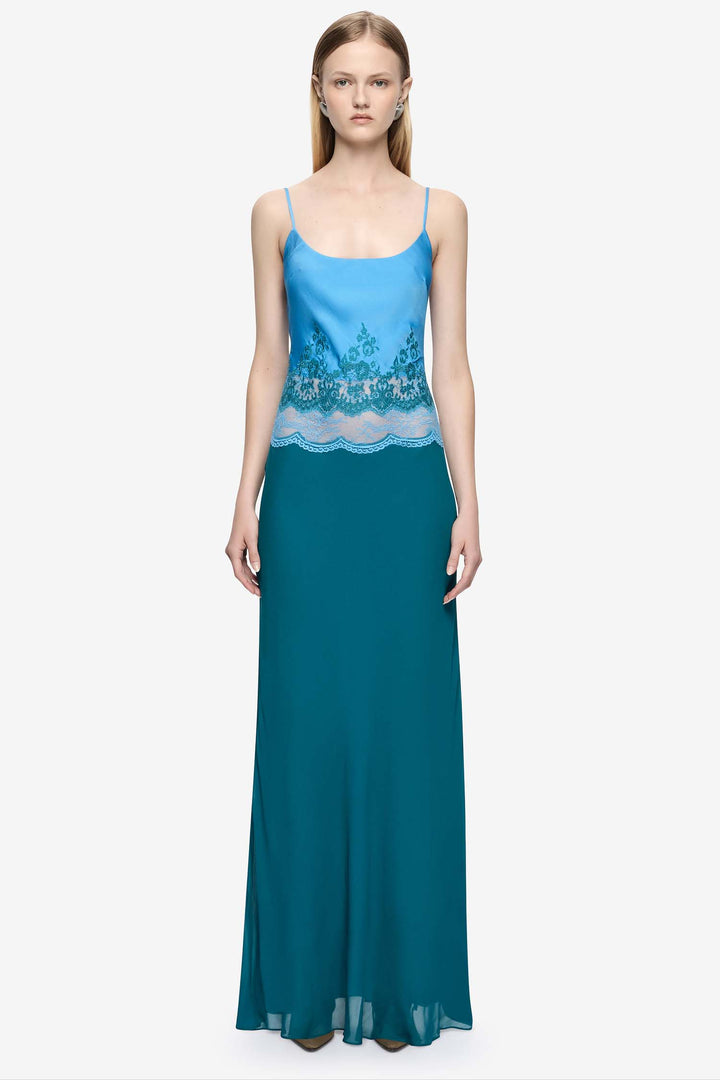 Orsina Scoop Maxi Dress in Azure Blue/Jade