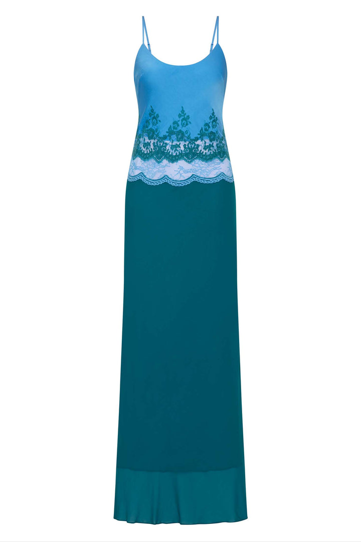 Orsina Scoop Maxi Dress in Azure Blue/Jade