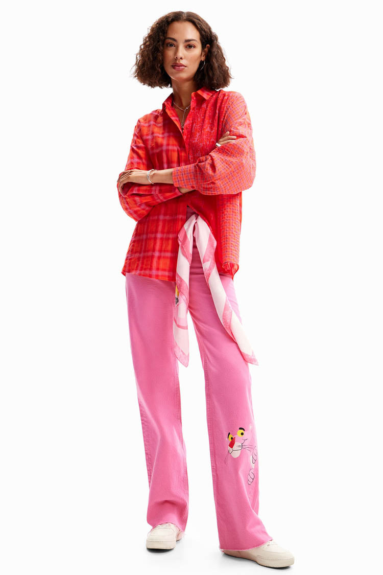Oversize Patchwork Plaid Shirt