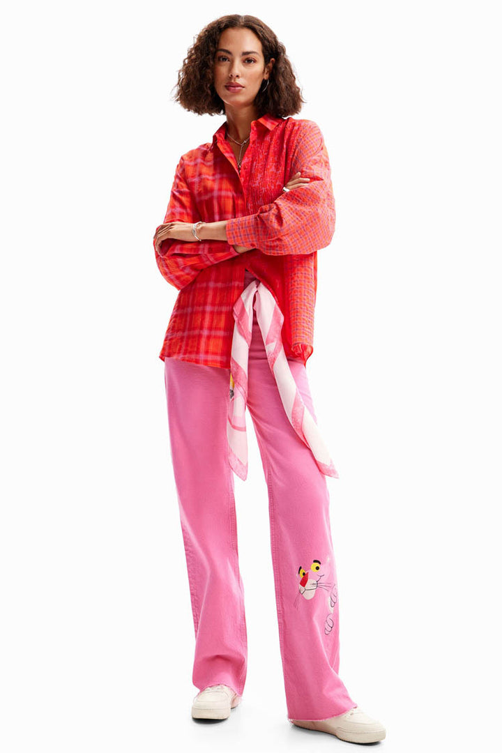 Oversize Patchwork Plaid Shirt