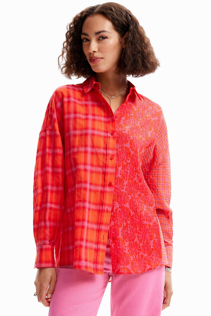 Oversize Patchwork Plaid Shirt