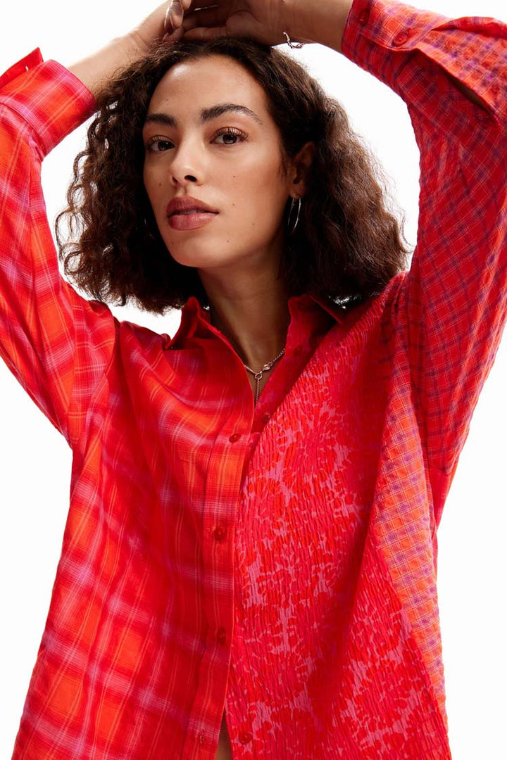 Oversize Patchwork Plaid Shirt