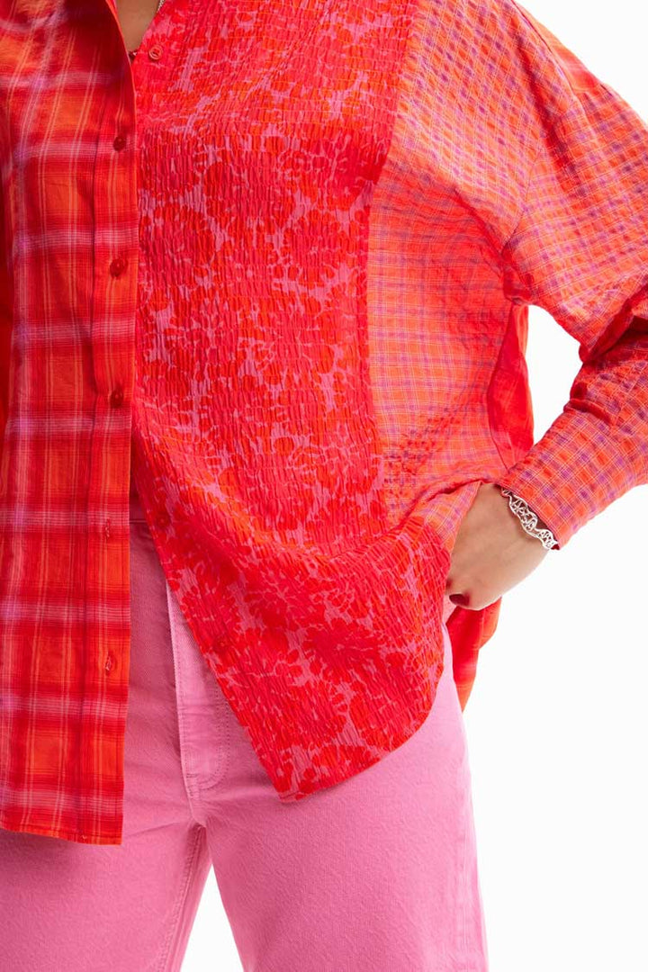 Oversize Patchwork Plaid Shirt
