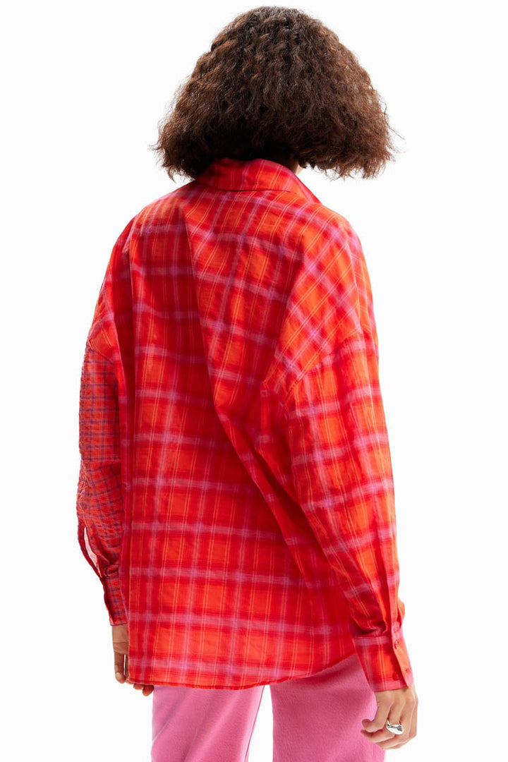 Oversize Patchwork Plaid Shirt