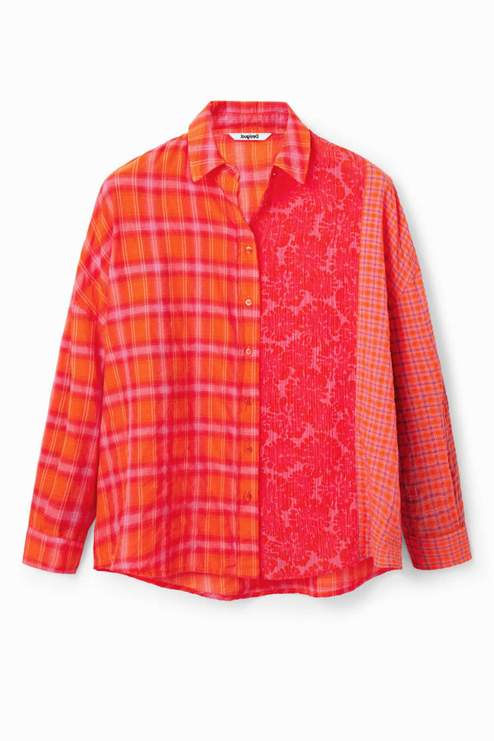 Oversize Patchwork Plaid Shirt