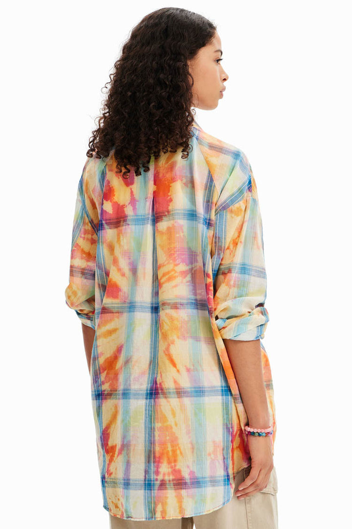 Oversize Tie-dye Plaid Shirt