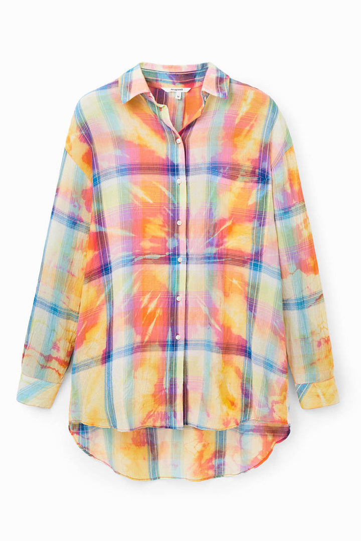 Oversize Tie-dye Plaid Shirt