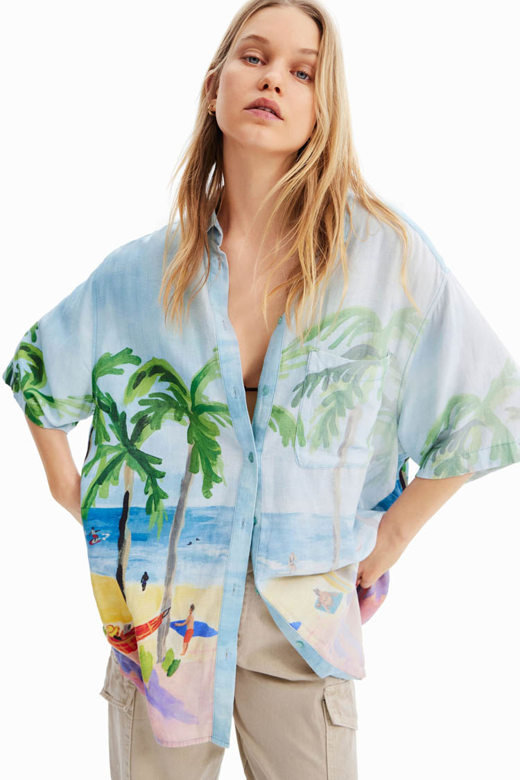 Oversize Tropical Linen Shirt