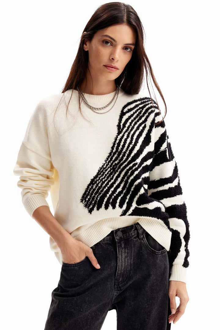 Oversize Zebra Knit Pullover