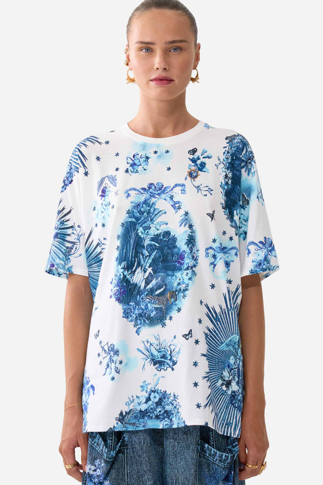 Oversized Band Tee in The Porcelain Parlour