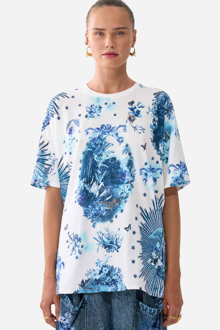 Oversized Band Tee in The Porcelain Parlour