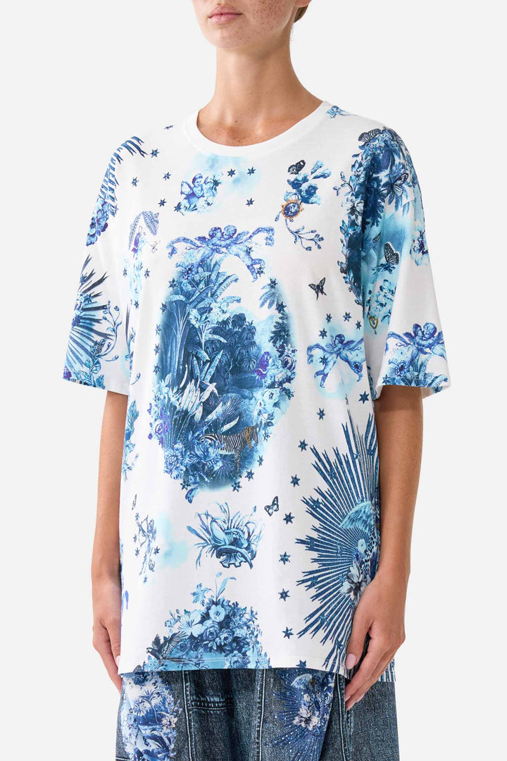 Oversized Band Tee in The Porcelain Parlour
